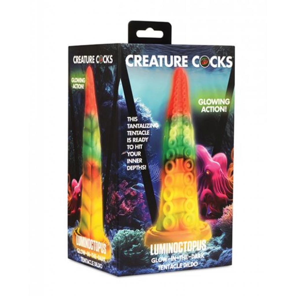 Creature Cocks Luminoctopus Glow-in-the-Dark Tentacle Dildo - Rainbow