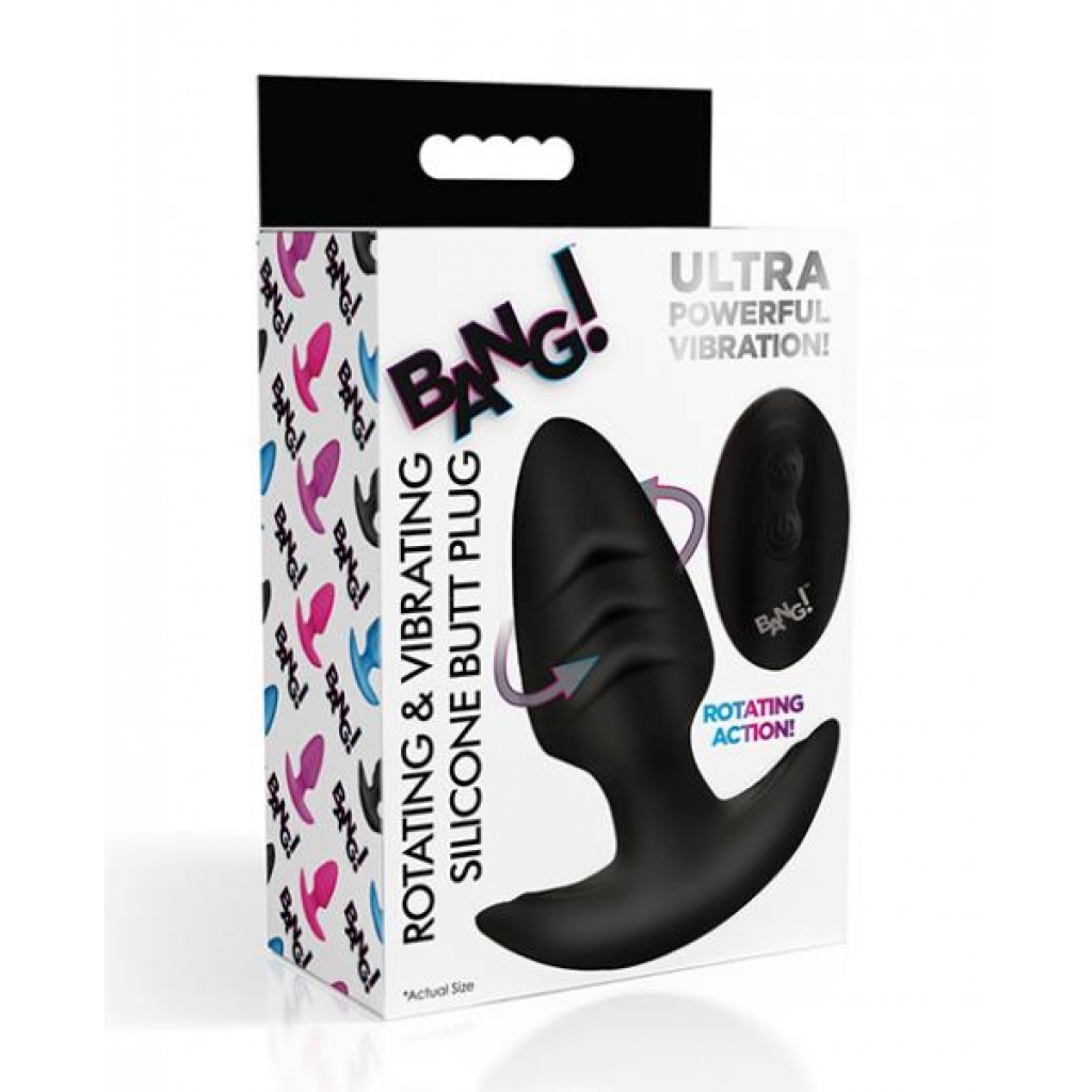 Bang! Rotating & Vibrating Tapered Butt Plug - Remote Control Black