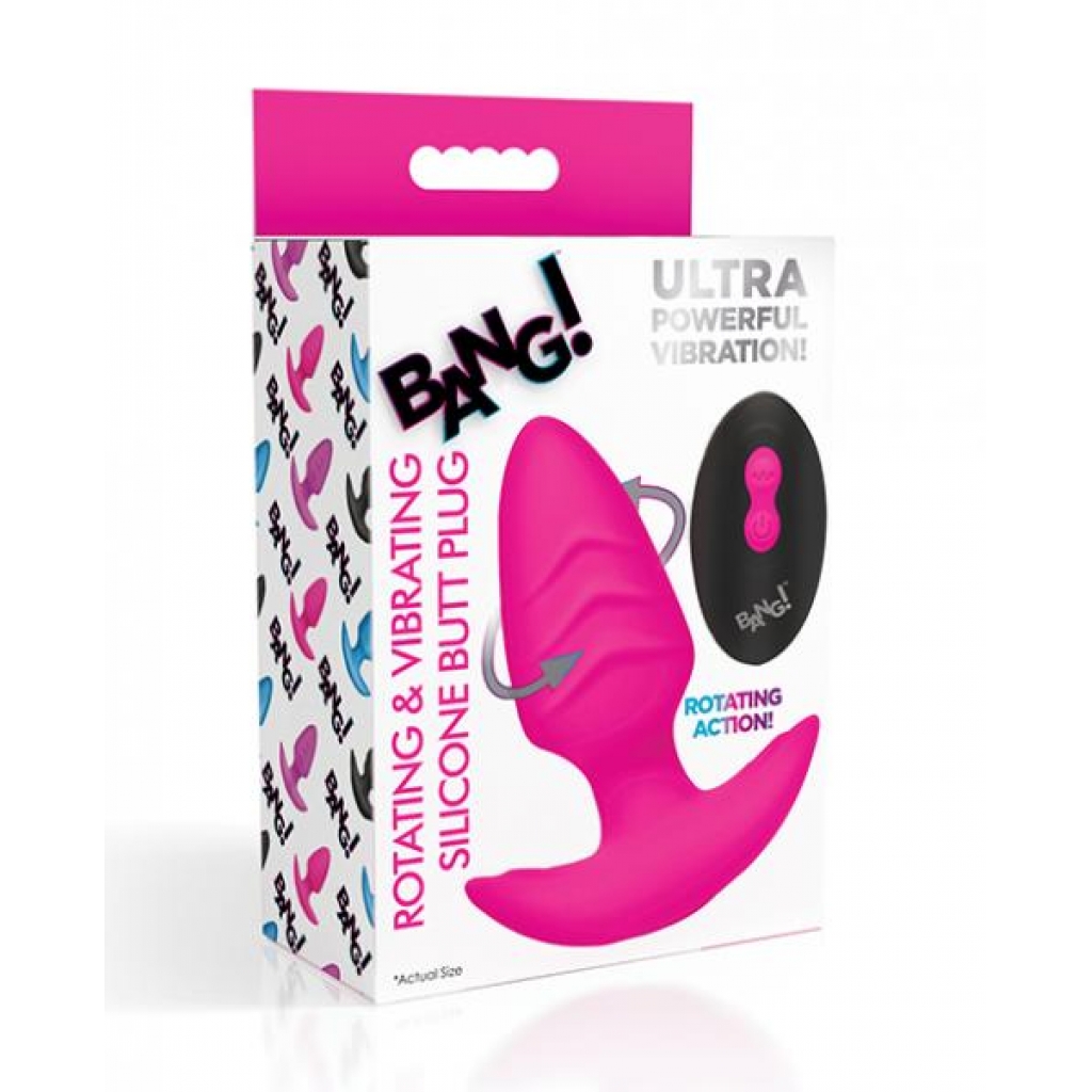 Bang! Rotating & Vibrating Tapered Butt Plug with Remote - Pink