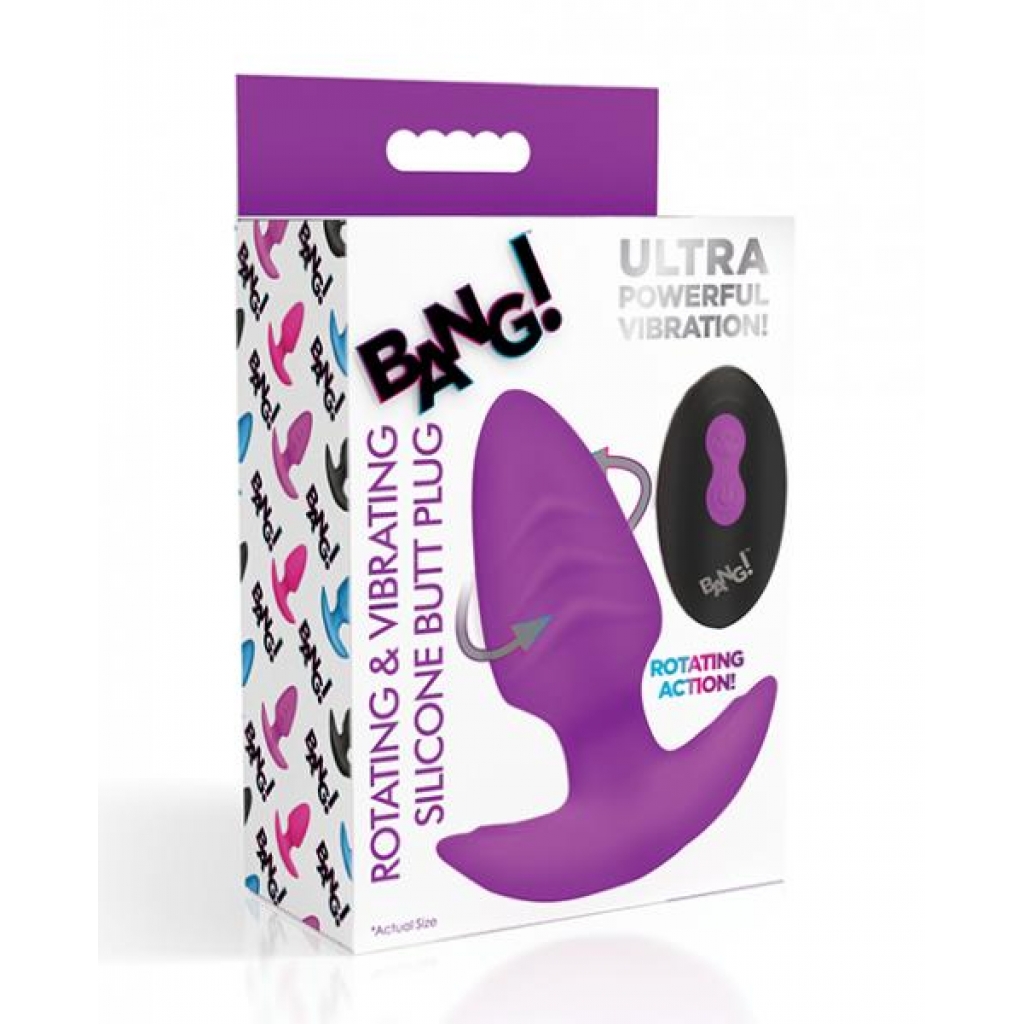 Bang! Rotating & Vibrating Tapered Butt Plug with Remote - Purple