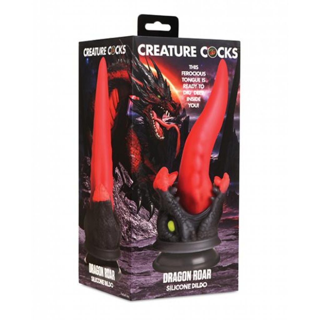 Creature Cocks Dragon Roar Silicone Dildo - Red/black