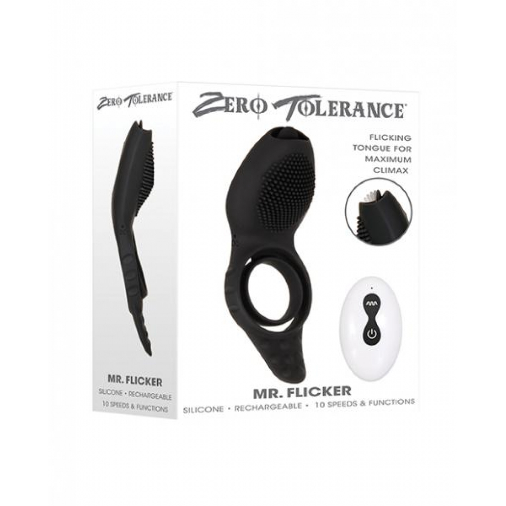 Zero Tolerance Mr. Flicker Vibrating Cock Ring - Black