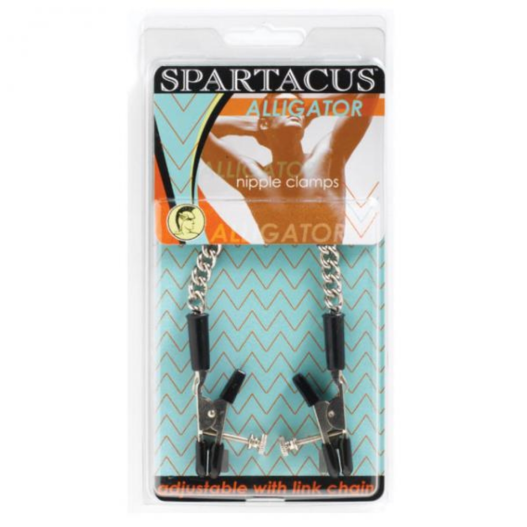 Spartacus Adjustable Nipple Clams with Curbed Chain - Rubber Tipped