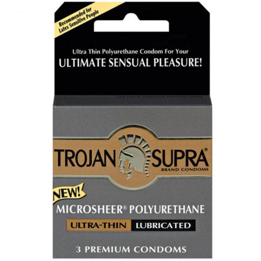 Trojan Supra Microsheer Polyurethane Condoms 3 Pack - Paradise Marketing