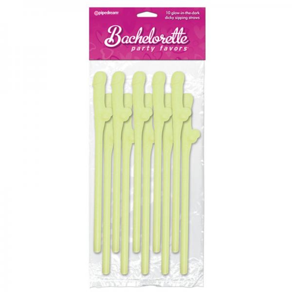 Bachelorette Party Favors Dicky Sipping Straws Glow In The Dark 10pc. - Pipedream