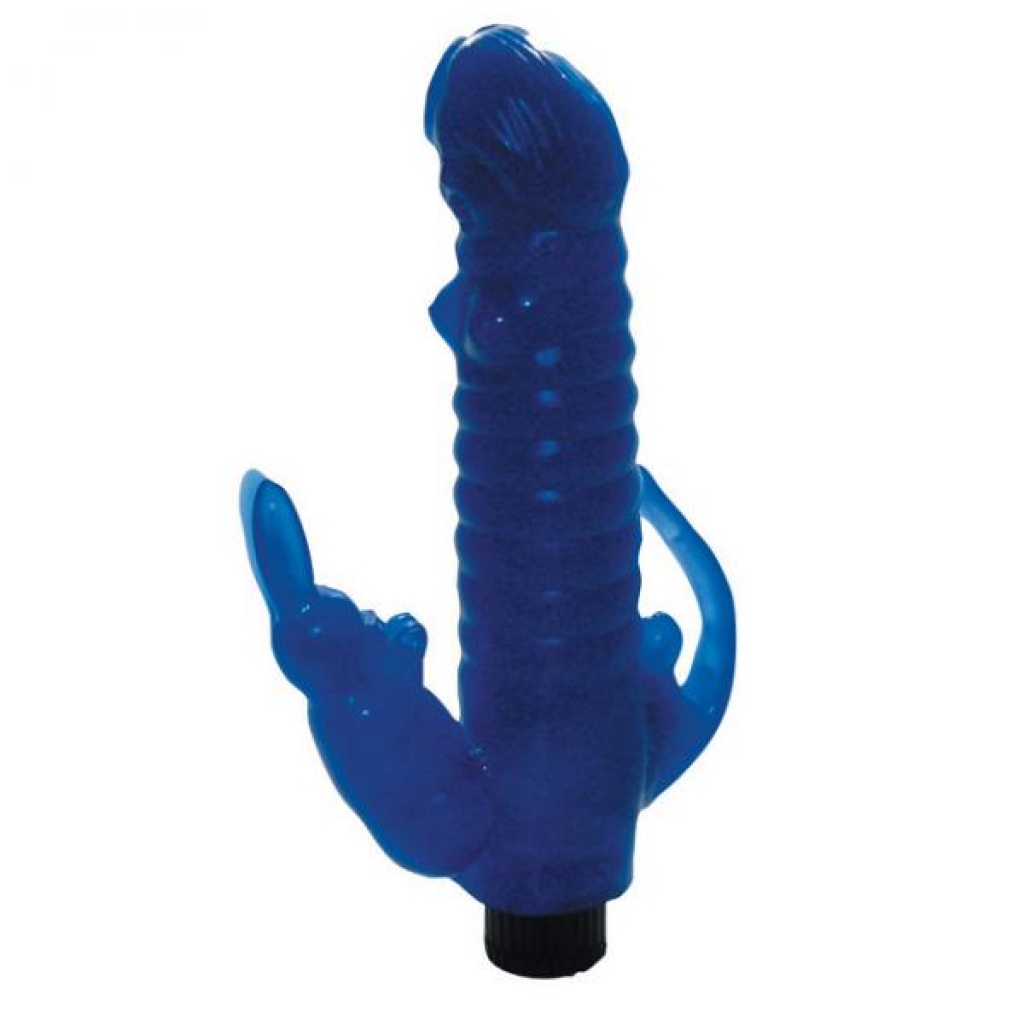 Ribbed Bunny Vibrator With Anal Tickler (blue) - Top Cat