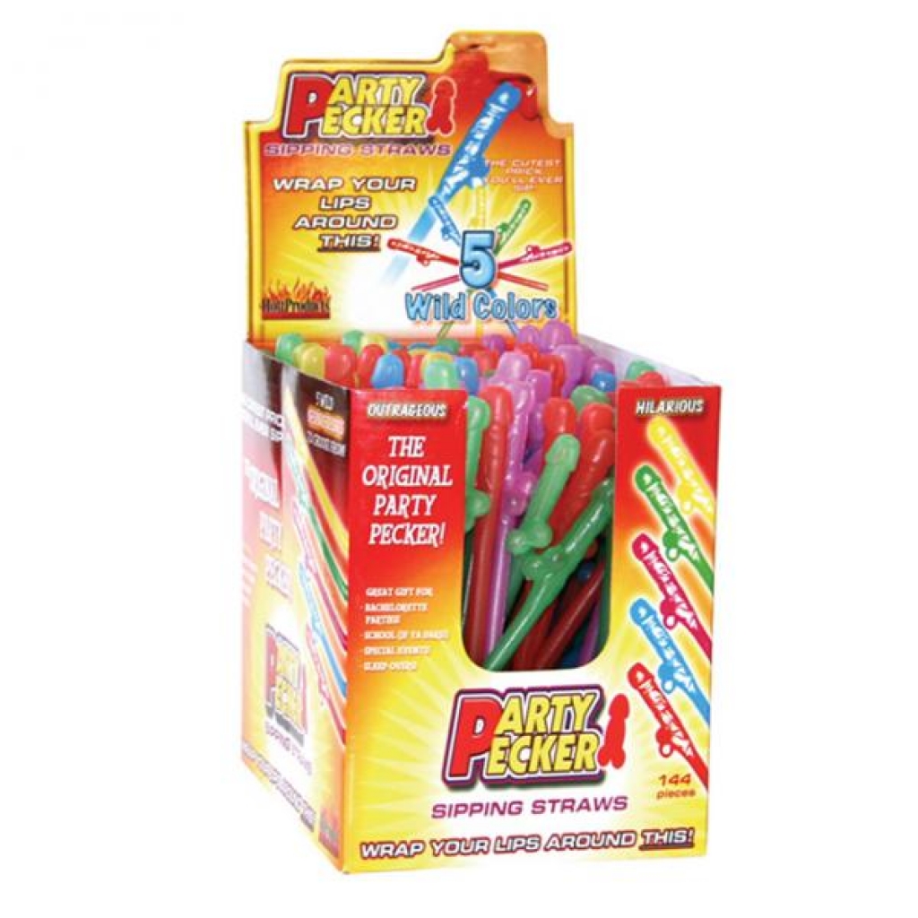 Party Pecker Sipping Straws Display 144 Count - Hott Products