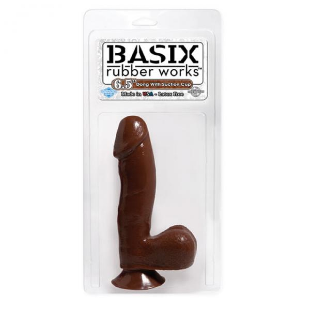 Basix Rubber Works - 6.5in. Dong With Suction Cup Brown - Pipedream