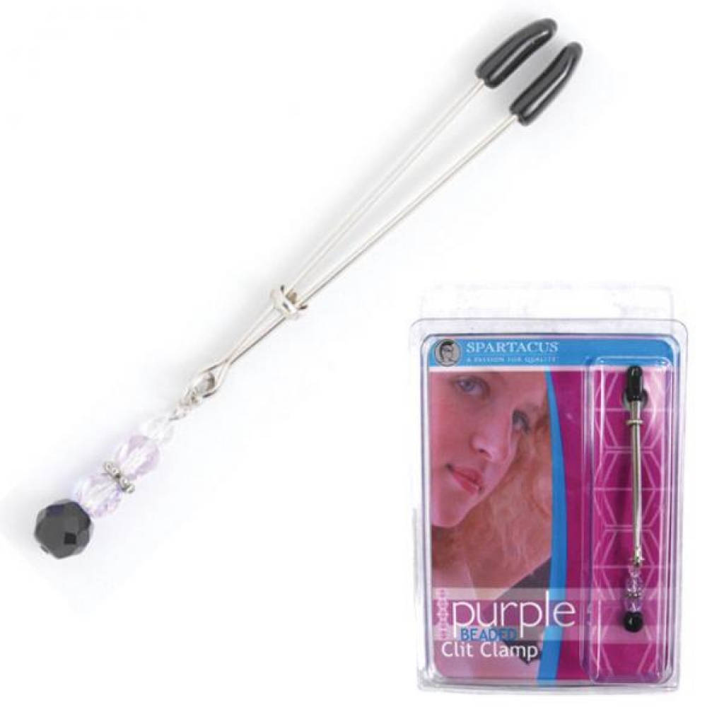 Tweezer Clit Clamp with Purple Bead - Adjustable Pleasure