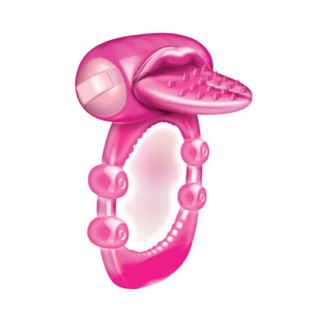 Nubbie Tongue Magenta Pink Vibrating Cock Ring - Hott Products