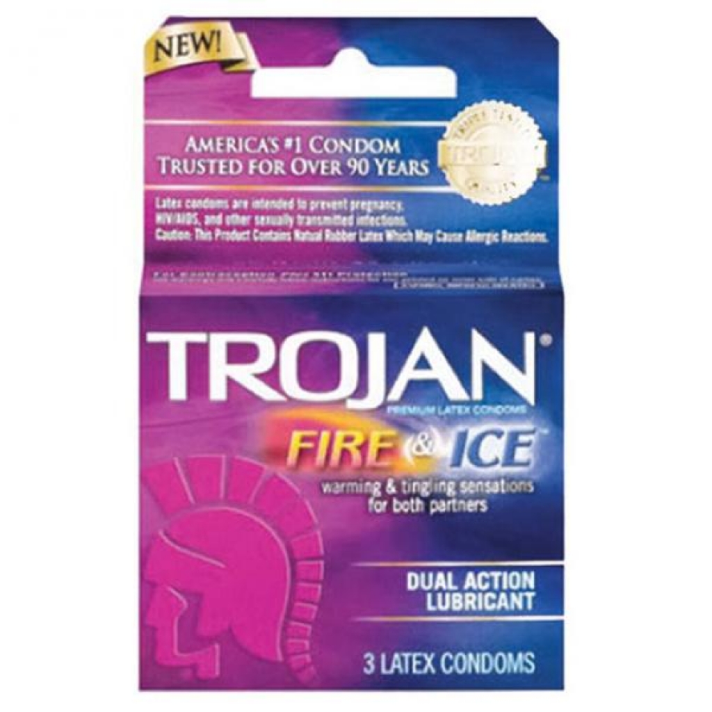 Trojan Fire & Ice Lubricated Latex Condoms - Dual Action Pleasure