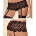 Crotchless Lace Boyleg with Garters - Black S/M