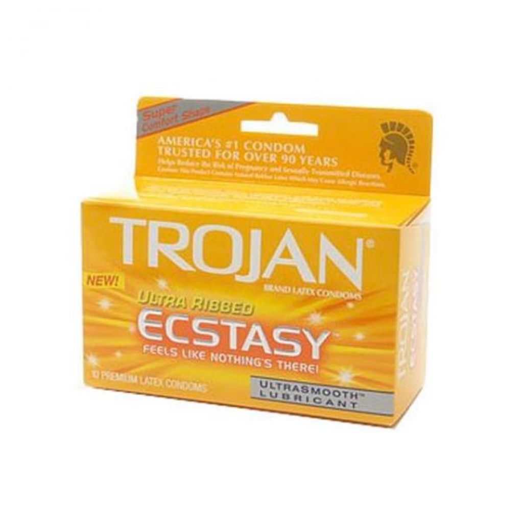 Trojan Ultra Ribbed Ecstasy Lubricated Condoms 2 Pack - Paradise Marketing