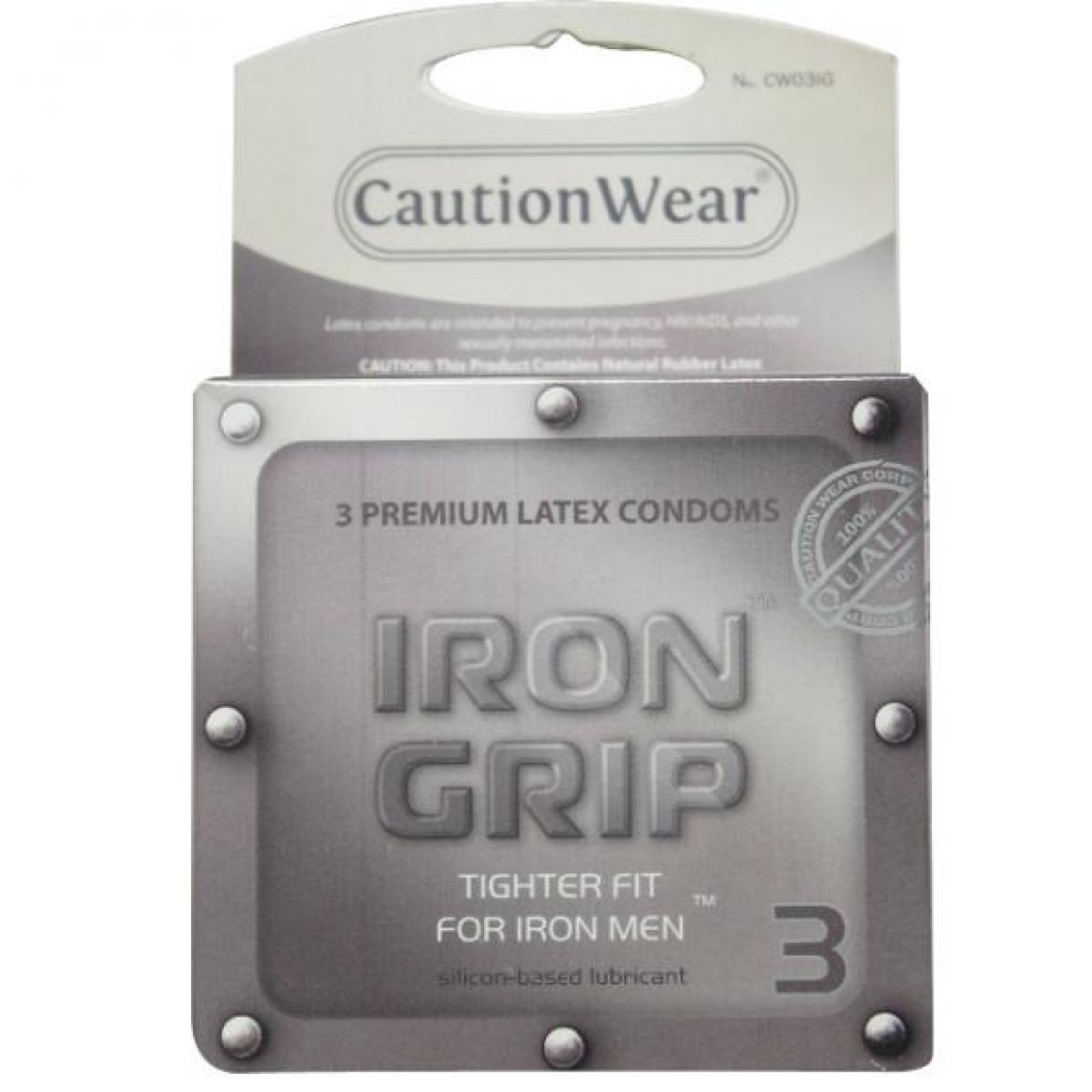 Caution Wear Iron Grip Condoms - 3 Pack