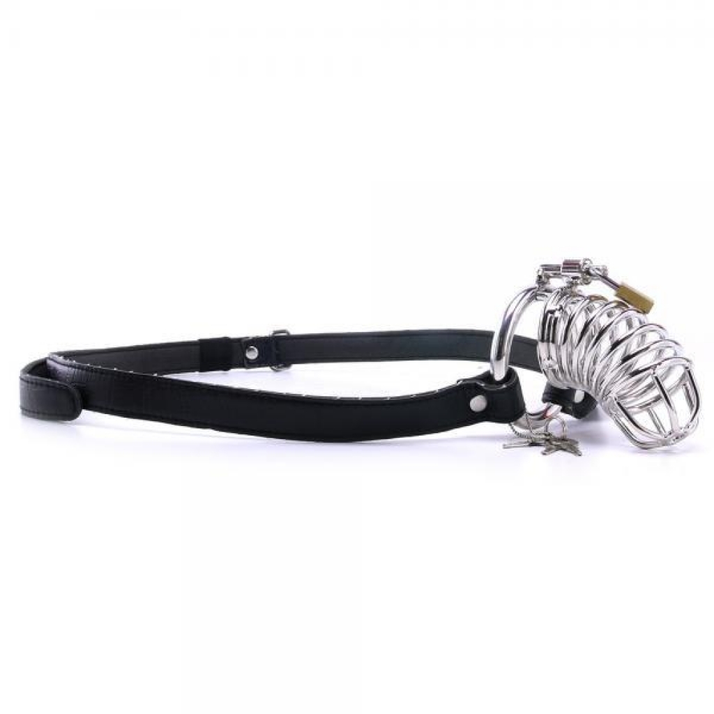 Chastity Belt with Lock Steel Black - Pipedream