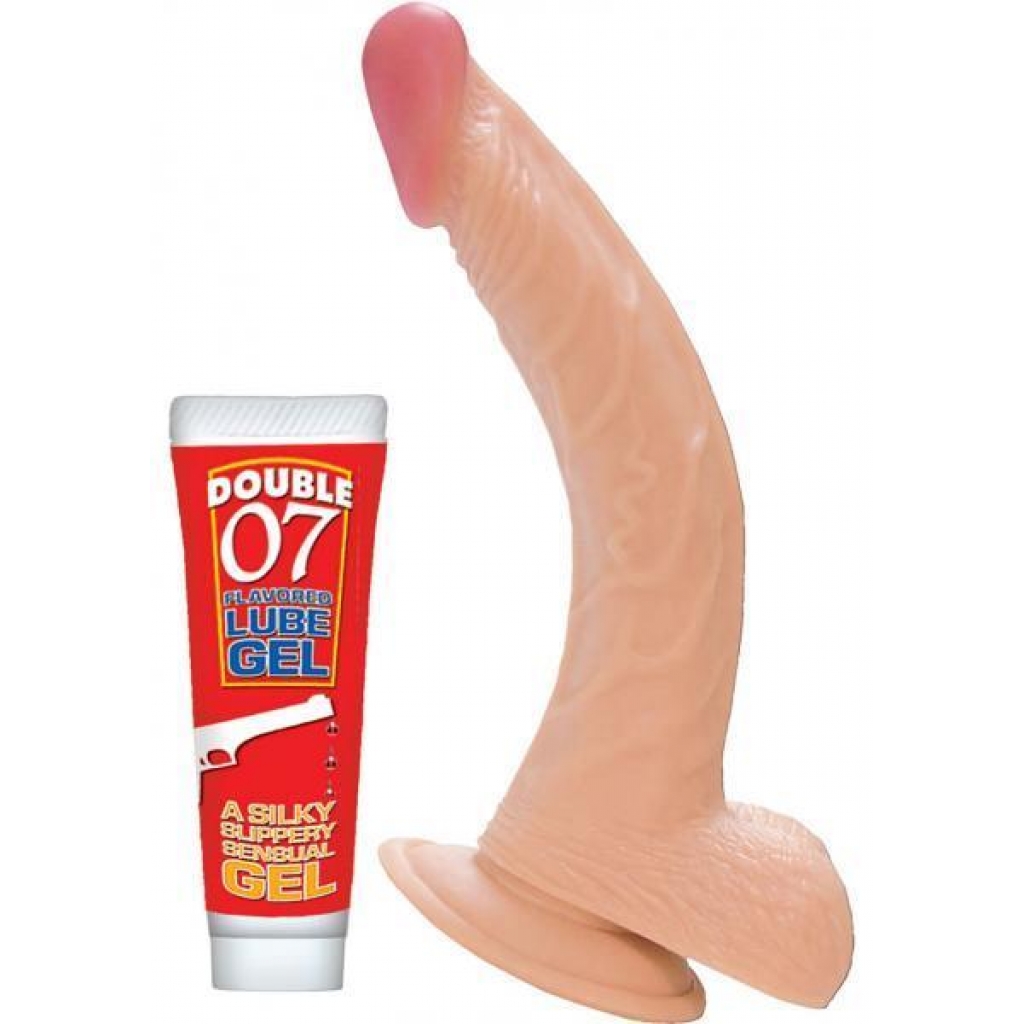 All American Whoppers 8 inches Curved Dong, Balls Beige - Nasstoys