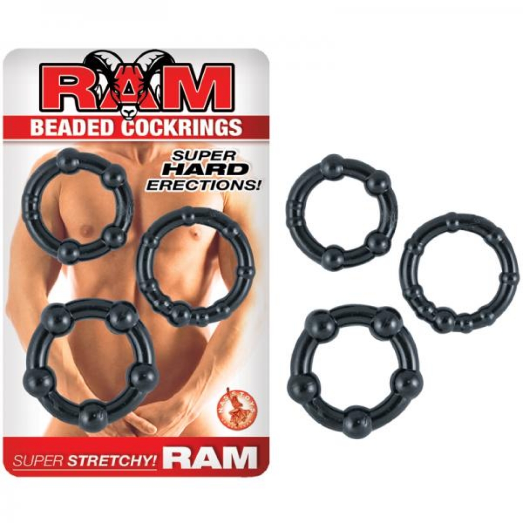 Ram Beaded Cockrings Black - Nasstoys