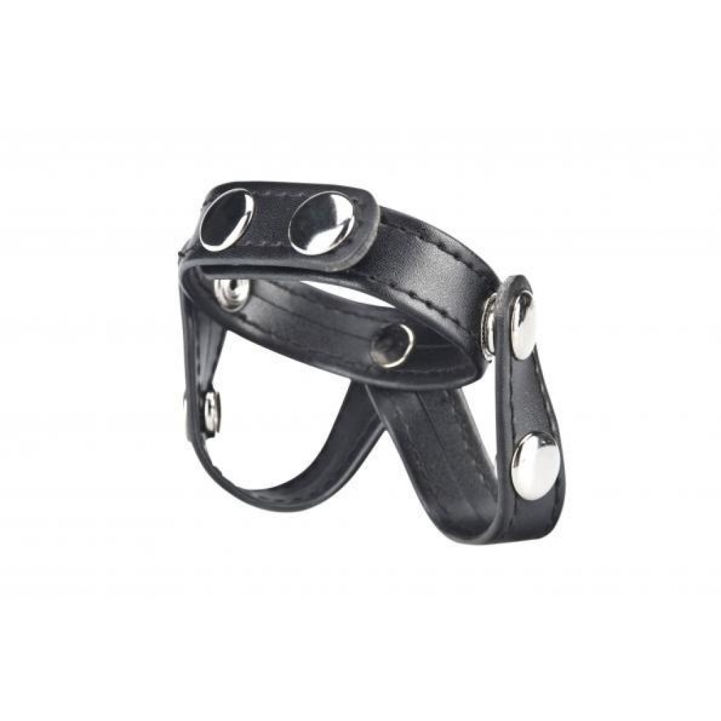 C & B Gear V-Style Cock Ring with Ball Divider - Black