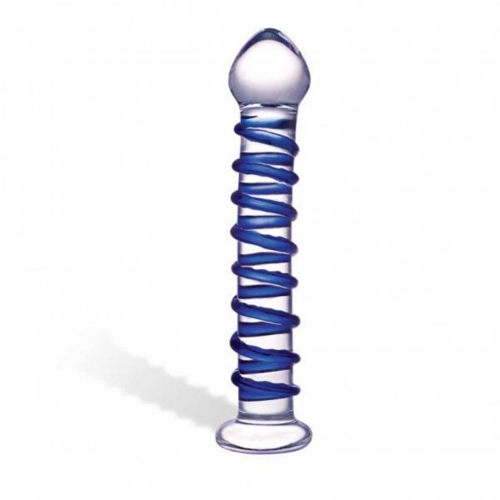 Glas Blue Spiral Glass Dildo - Electric Eel