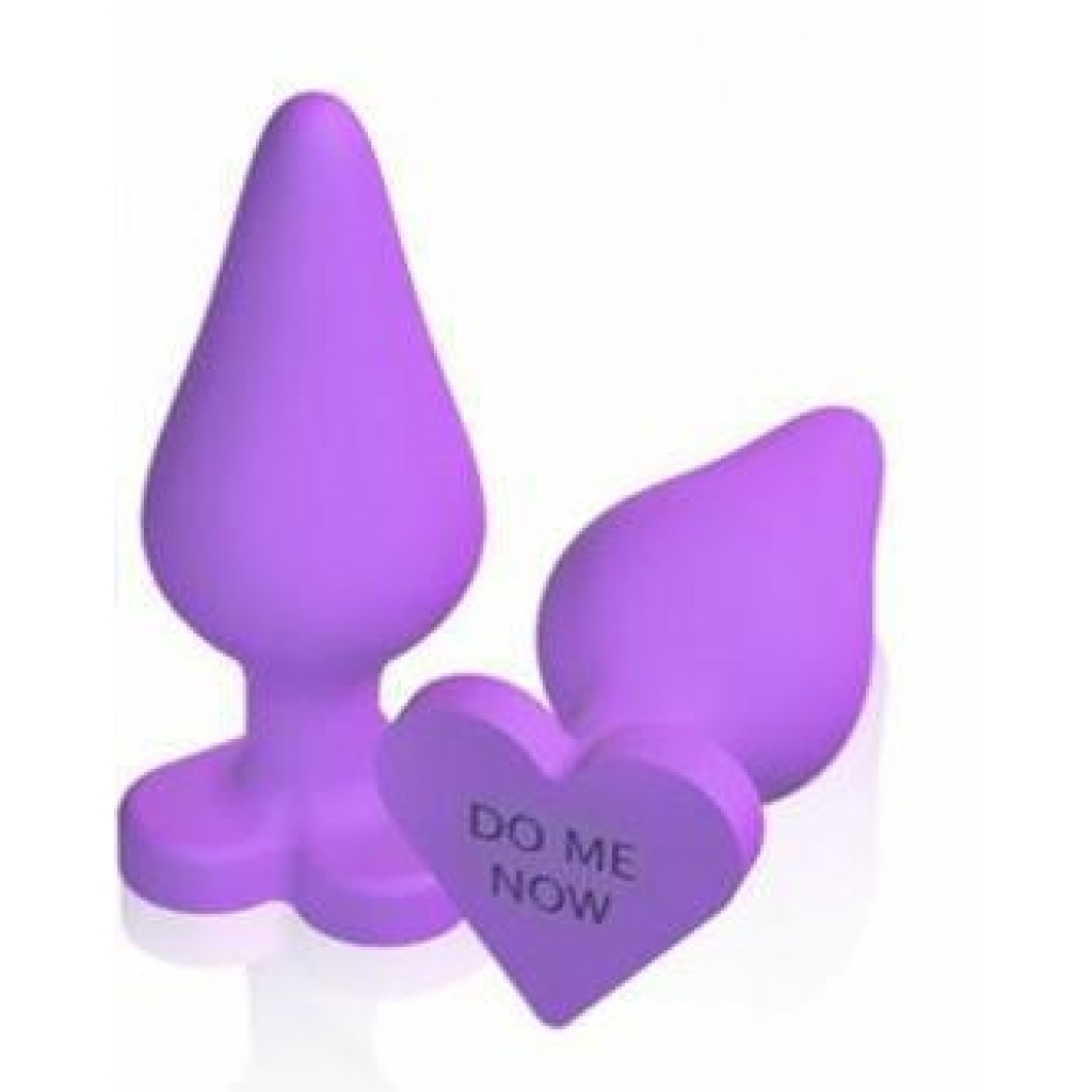 Naughty Candy Hearts Purple Butt Plug - Blush