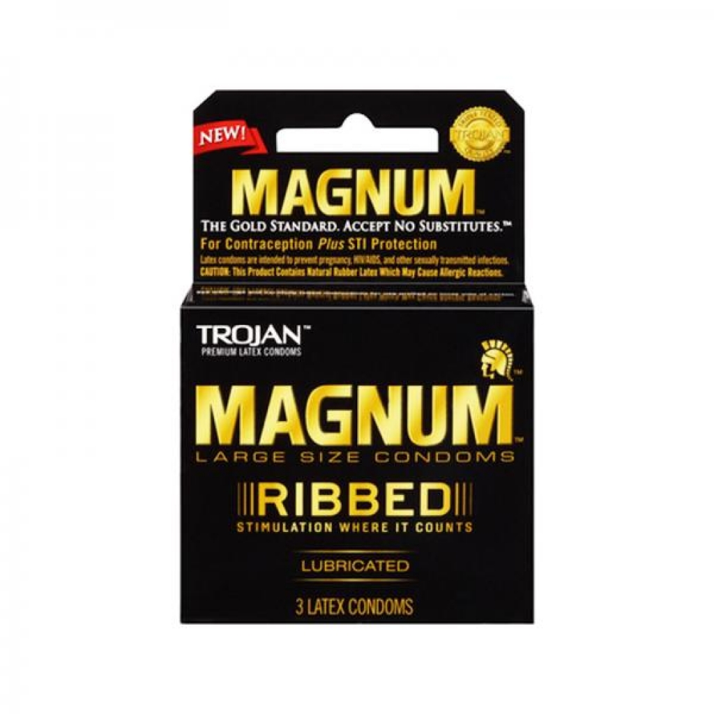 Trojan Magnum Ribbed Latex Condoms 3 Pack - Paradise Marketing