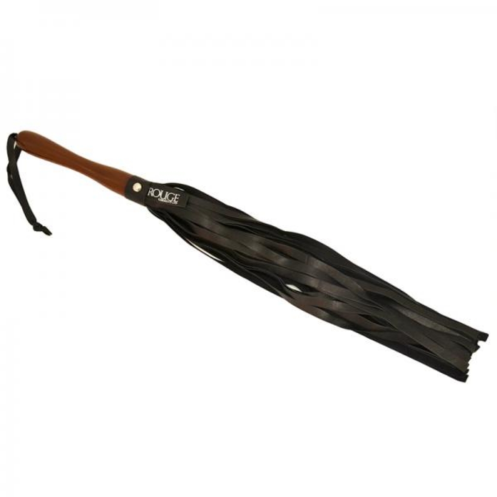 Rouge Leather Wooden Handle Flogger - Black