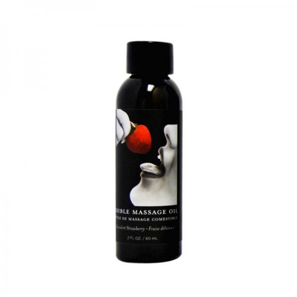 Earthly Body Edible Massage Oil Strawberry 2oz - Earthly Body