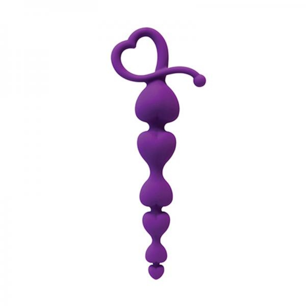 Gossip Hearts On A String Silicone Anal Beads Purple - Curve Novelties