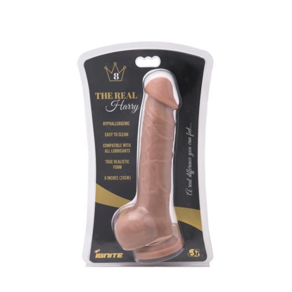 Real Harry 8 inches Dildo Balls Suction Cup Caramel - Si Novelties