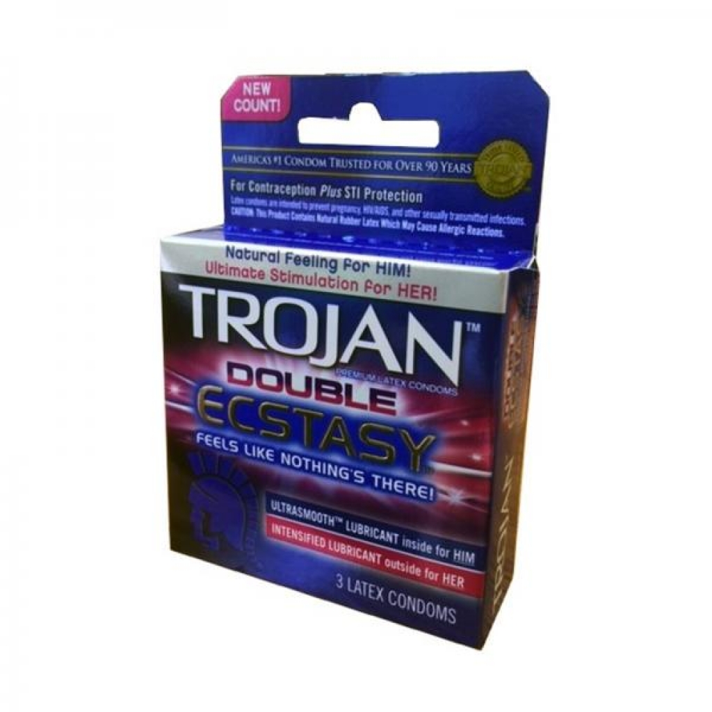 Trojan Double Ecstasy 3 Pack Latex Condoms - Paradise Marketing