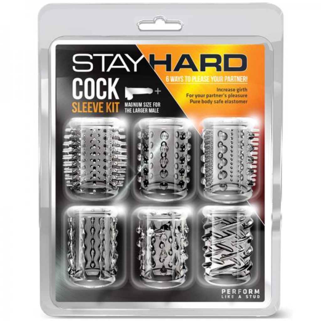 Stay Hard Cock Sleeve Kit Clear 6 Pack - Blush