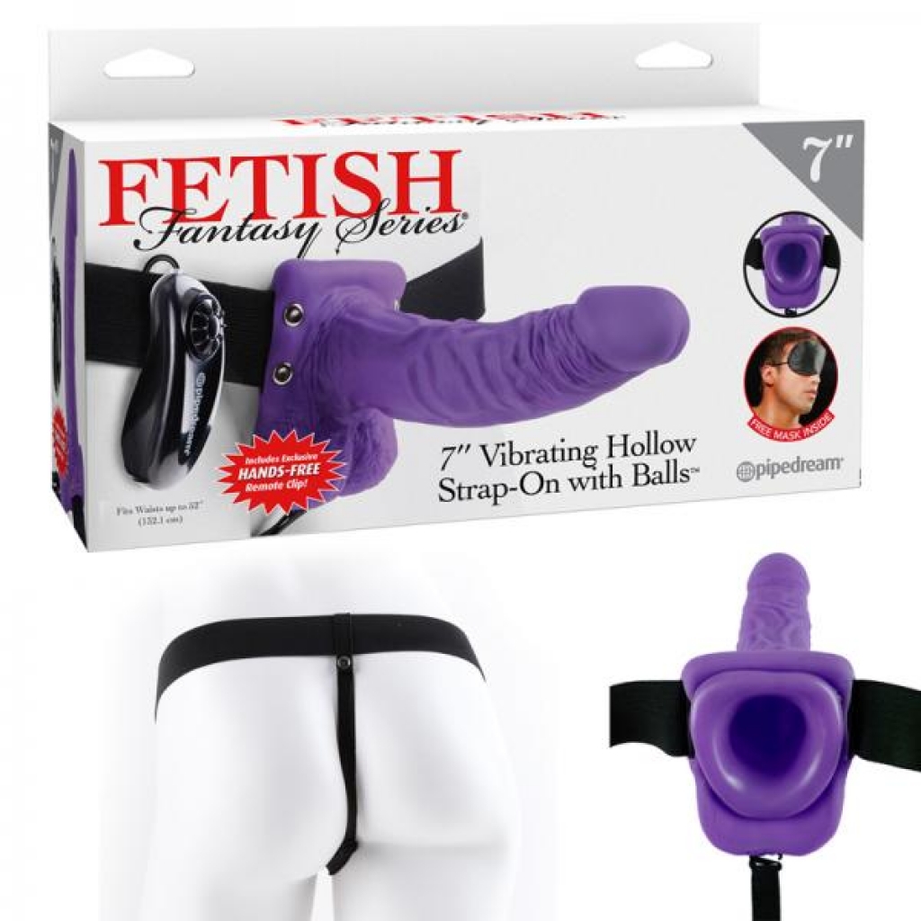 Fetish Fantasy 7in Vibrating Hollow Strap-on With Balls Purple - Pipedream