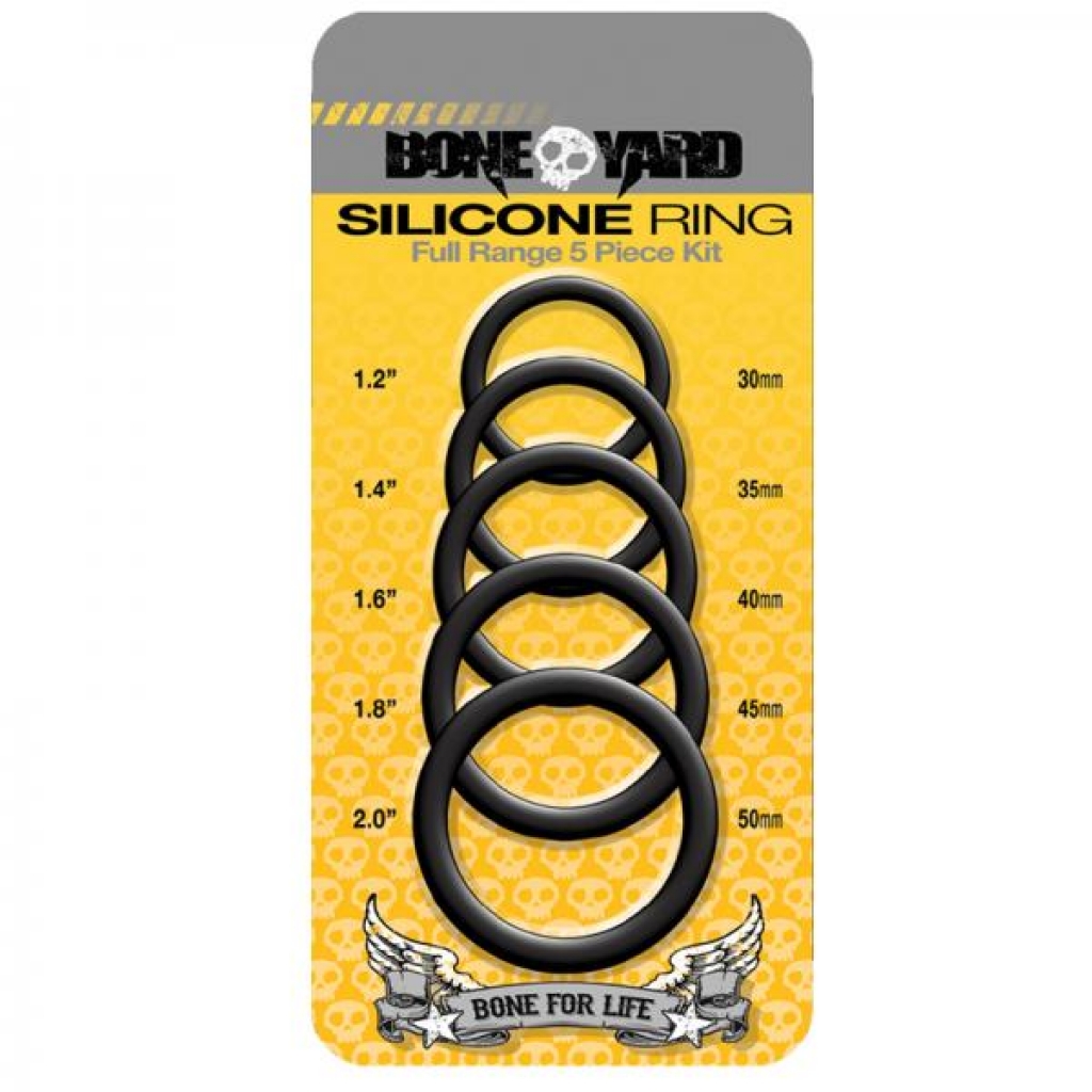 Boneyard Silicone Ring - 5 Pcs Kit Black