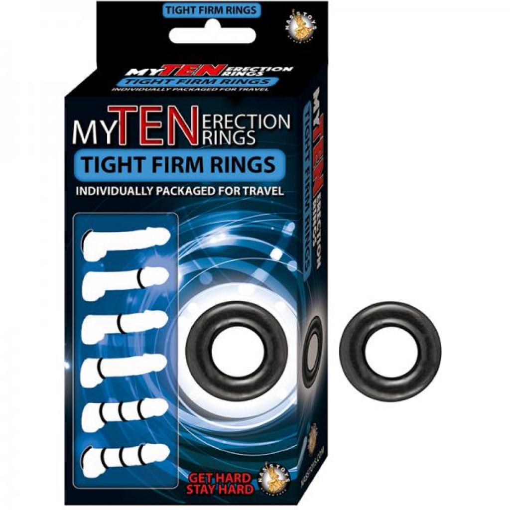 My Ten Erection Rings Tight Firm Rings Black - Nasstoys