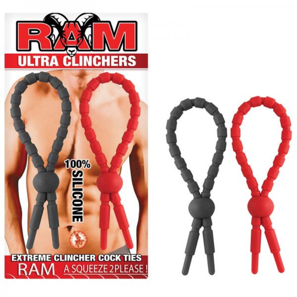 Ram Ultra Clinchers Cock Ties 2 Pack Red, Black - Nasstoys