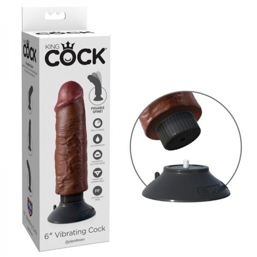 King Cock 6in Vibrating Dildo - Brown