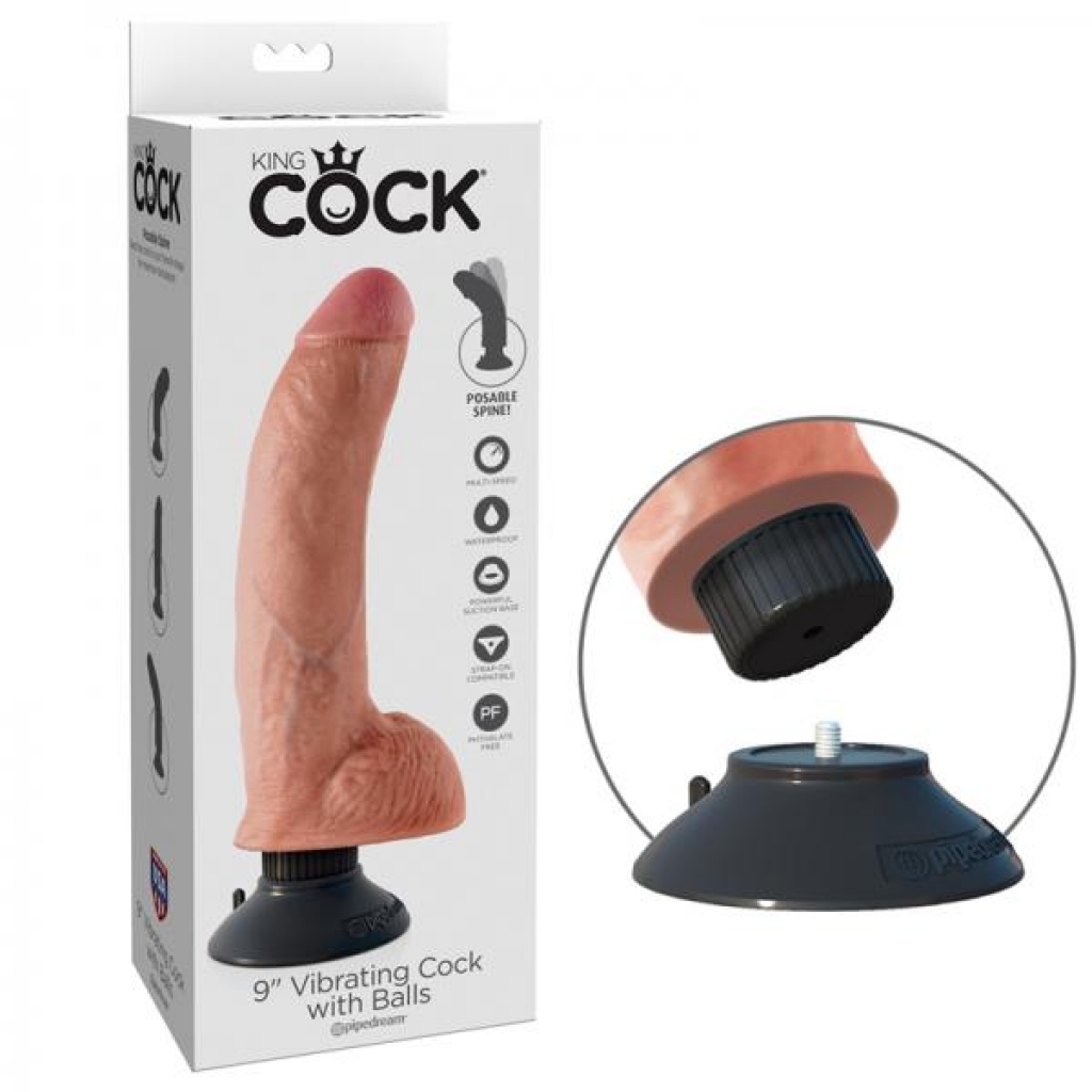 King Cock 9-Inch Vibrating Cock with Balls - Flesh