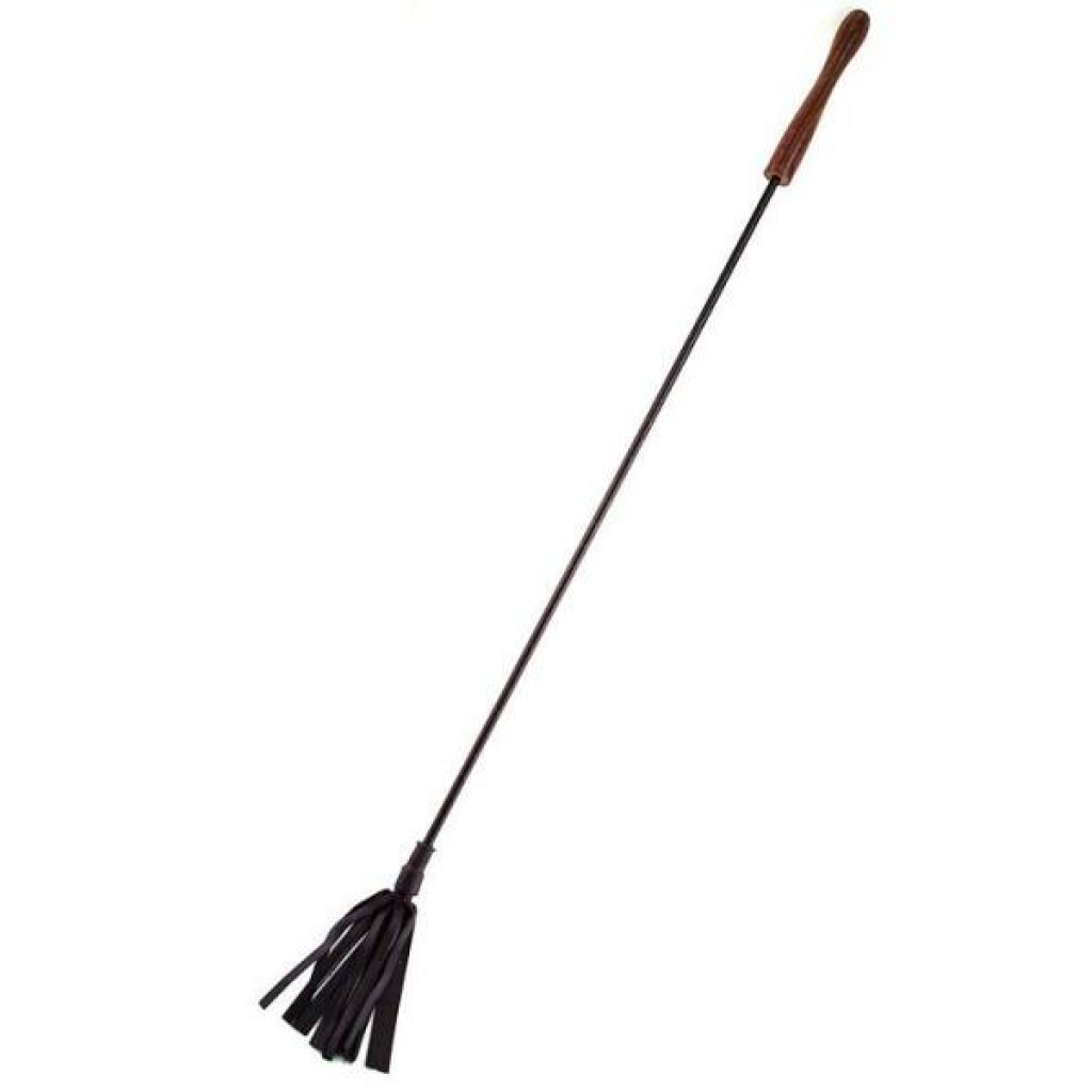 Rouge Leather Wooden Handle Riding Crop - Black