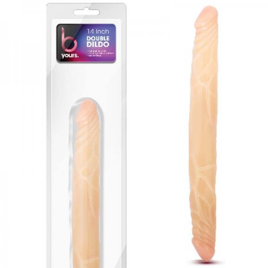 B Yours 14in Double Dildo in Beige