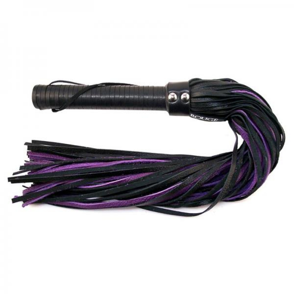 Rouge Flogger with Leather Handle - Black/Purple