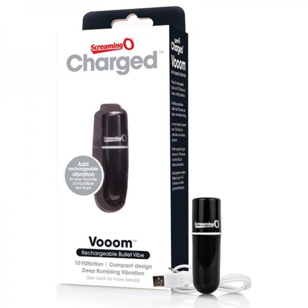 Screaming O Charged Vooom Rechargeable Bullet Vibe - Black - Screaming O