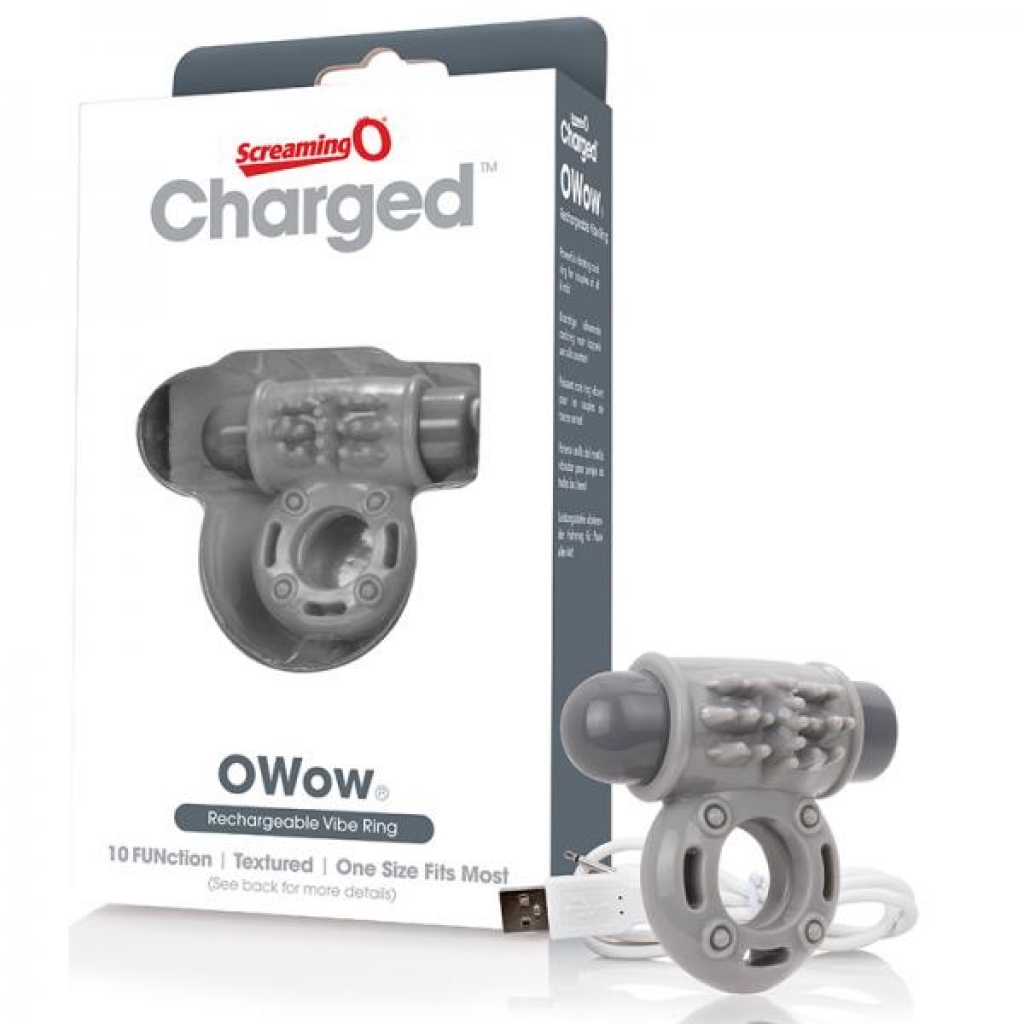 Grey Screaming O Charged Owow Vooom Vibrating Cock Ring