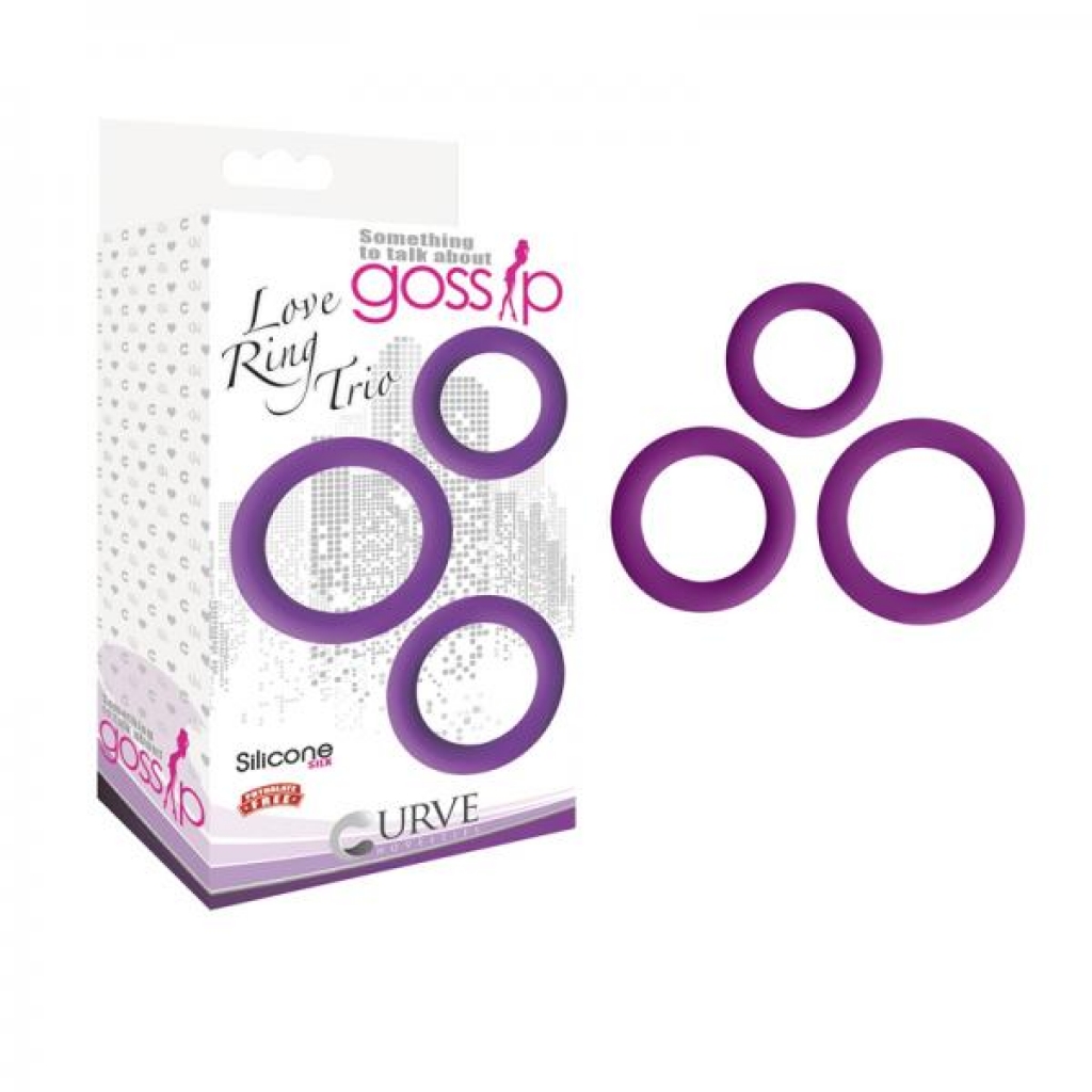 Gossip Love Ring Trio Silicone Violet - Curve Novelties