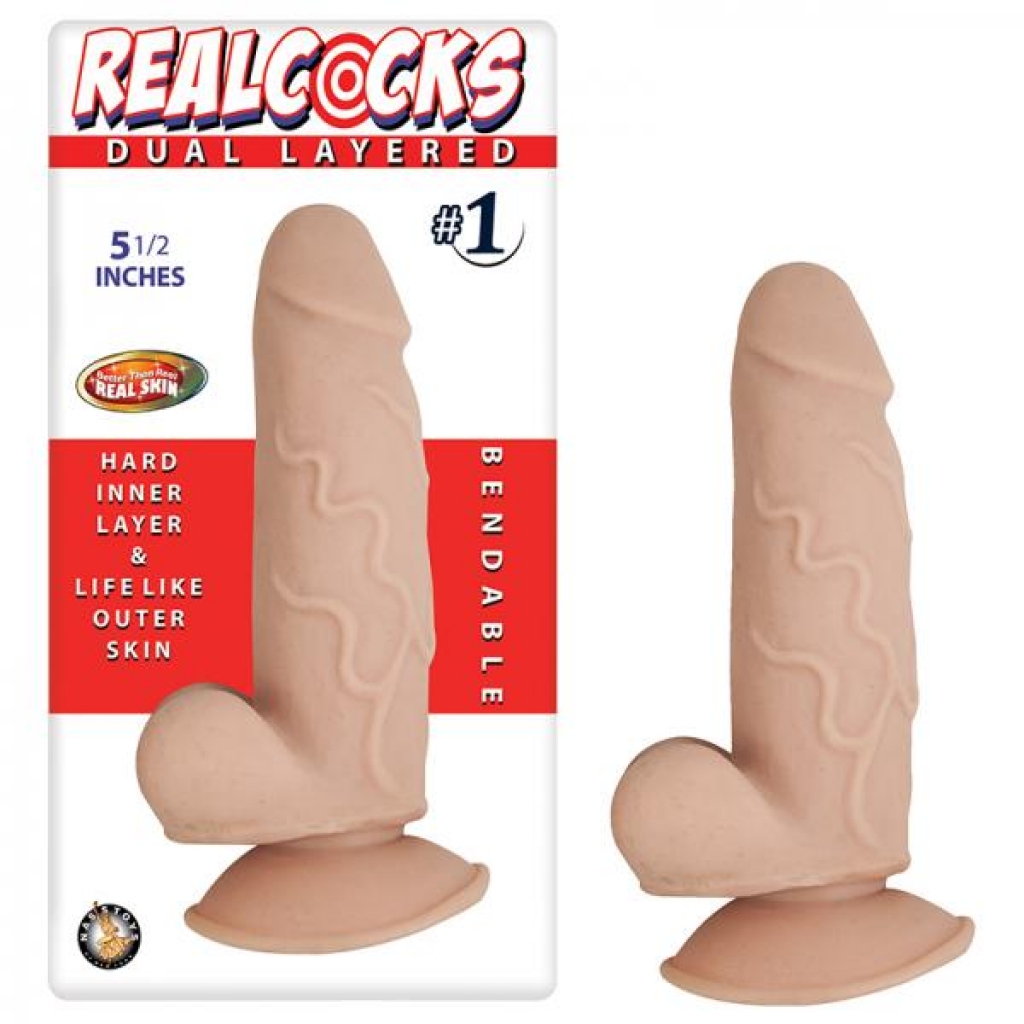 Real Cocks Dual Layered #1 Beige 5.5 inches Dildo - Nasstoys