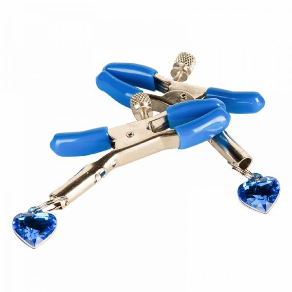 I'll Never Let Go Nipple Clamps Heart Charms Blue  - Si Novelties