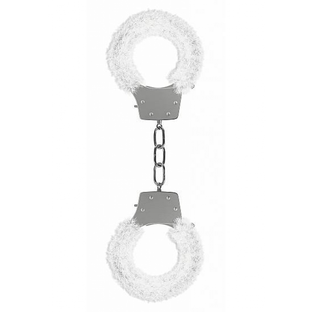 Ouch Pleasure Handcuffs Furry Cuffs White - Shots