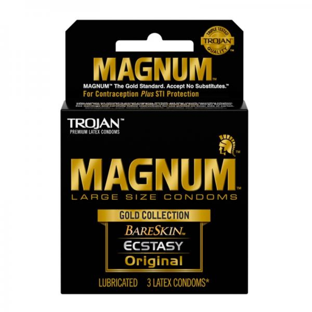 Trojan Magnum Large Size Condoms Gold Collection 3 Pack - Paradise Marketing