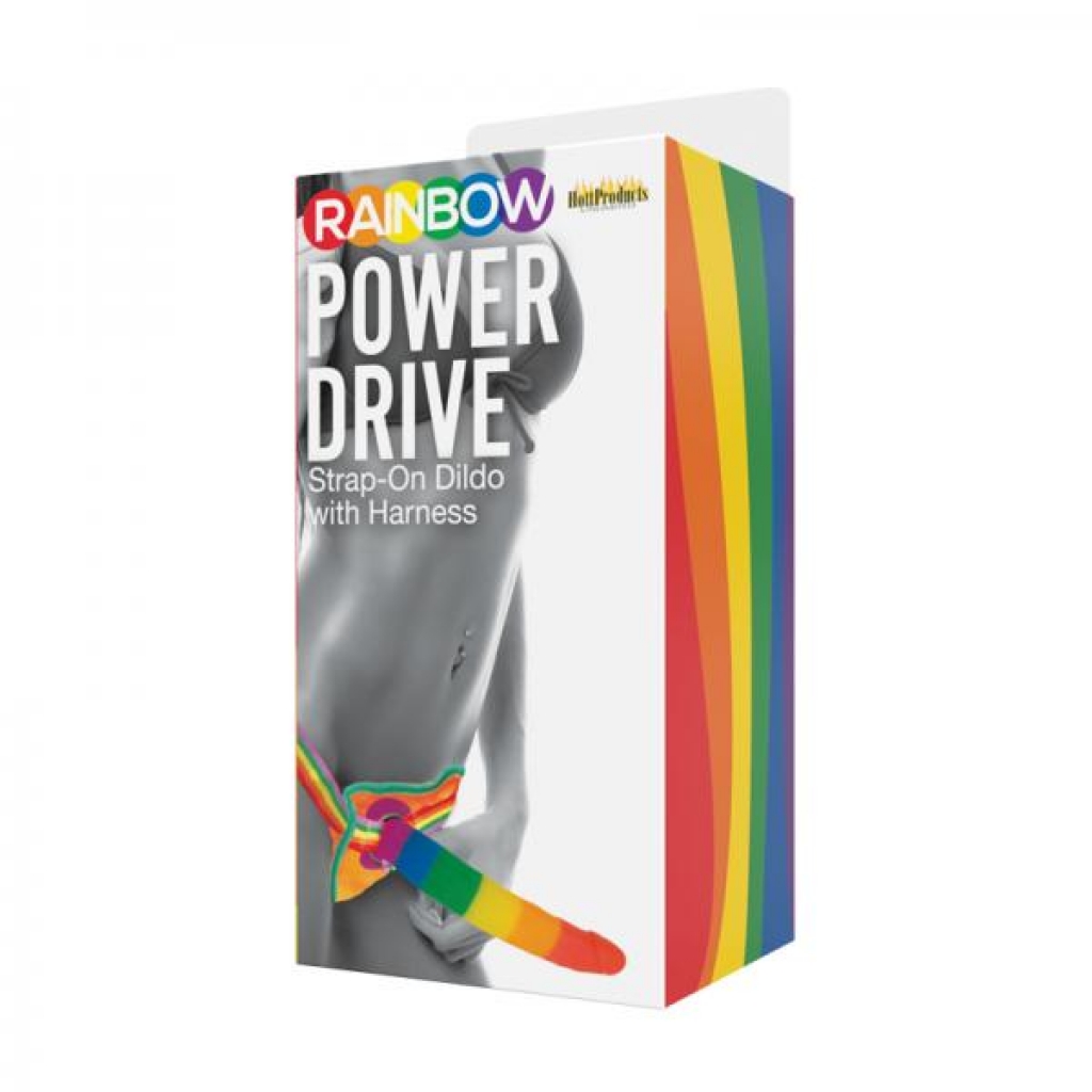 Rainbow Power Drive 7 Inch Strap On Dildo With Harness Silicone - Hott Products