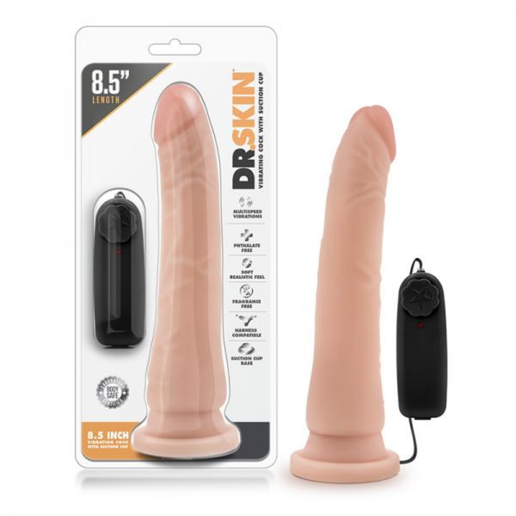 Dr. Skin - 8.5 Inch Vibrating Realistic Cock With Suction Cup - Vanilla - Blush