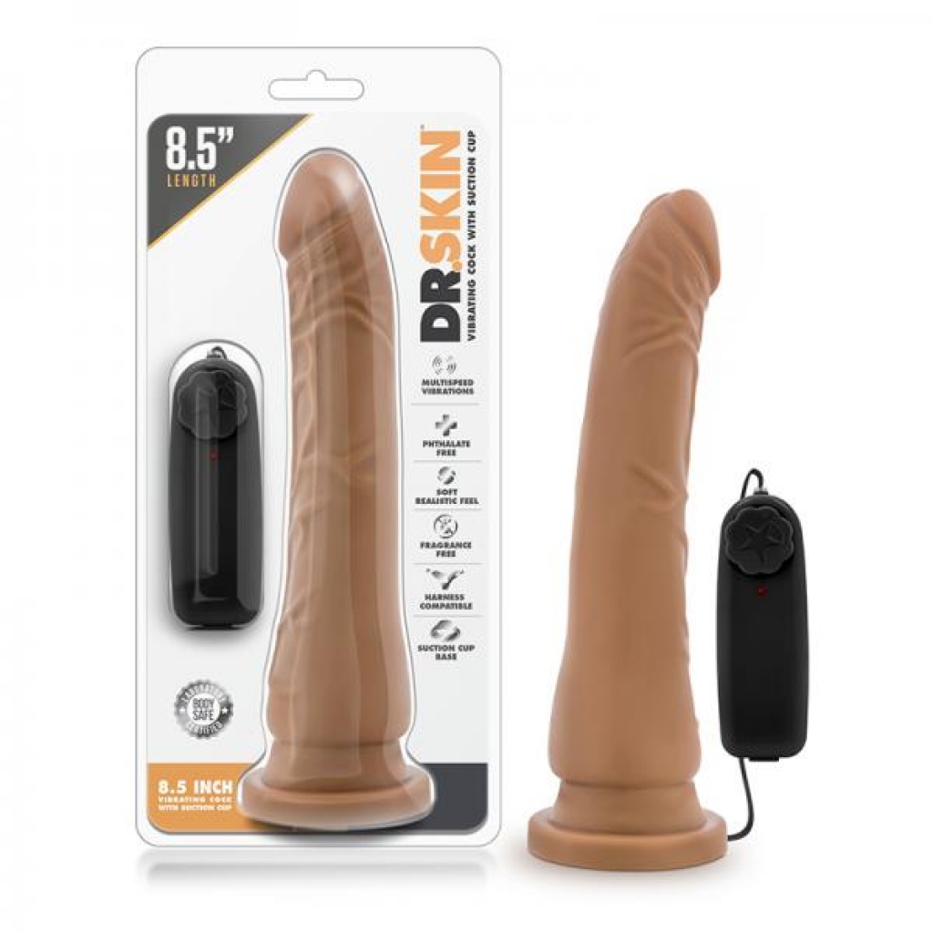 Dr. Skin - 8.5 Inch Vibrating Realistic Cock With Suction Cup - Mocha - Blush